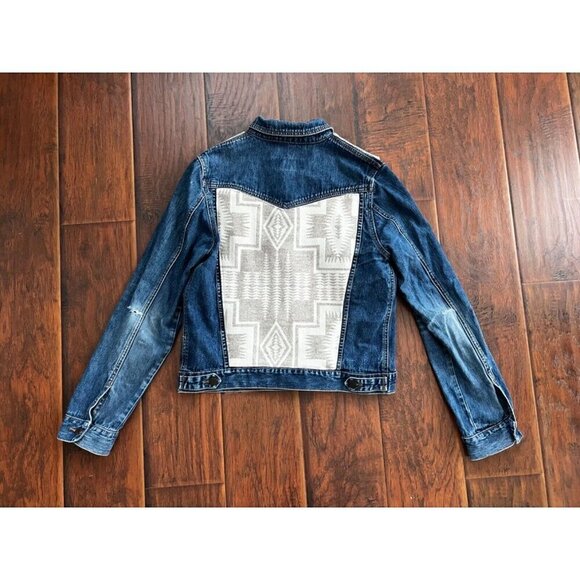 Vintage Abercrombie Jean Jacket sz L Pendeleton Wool ICONIC Cyndy Love Aspen - Picture 1 of 9